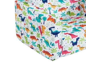 Clearance Kinderfauteuil Van Fluweel Met Dinosaurus Motieven - Wit - Almagro Uitklapbare Fauteuil