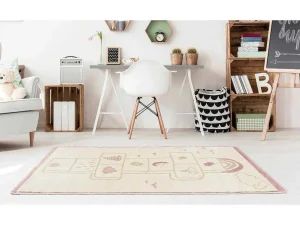 Hot Kindertapijt Hinkelbaan Funny - Polypropyleen - 100 X 150 Cm - Beige En Roze Kindervloerkleed