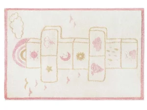 Hot Kindertapijt Hinkelbaan Funny - Polypropyleen - 100 X 150 Cm - Beige En Roze Kindervloerkleed