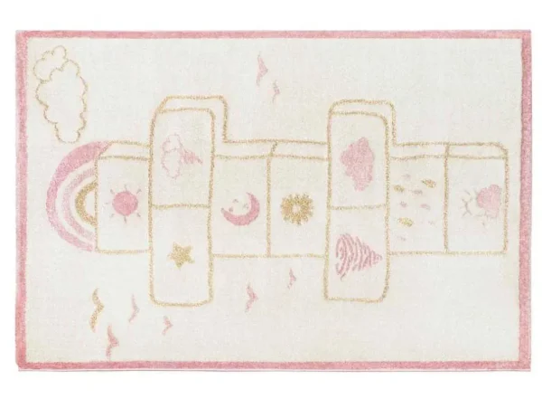 Hot Kindertapijt Hinkelbaan Funny - Polypropyleen - 100 X 150 Cm - Beige En Roze Kindervloerkleed