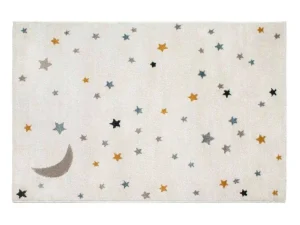 New Kindertapijt Moony - Polypropyleen - 100 X 150 Cm - Beige, Roze En Geel Kindervloerkleed