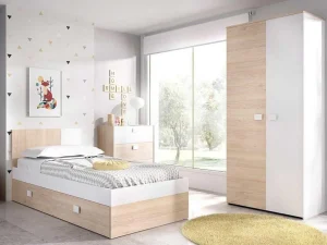 Clearance Kledingkast Sonia - 2 Deuren - L95 Cm - Kleuren: Eiken En Wit Kindermeubel