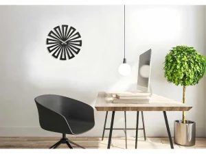 Sale Klok Geometrisch 6, Zwart, Zilver, 50X1,5X50 Cm, Wandklok