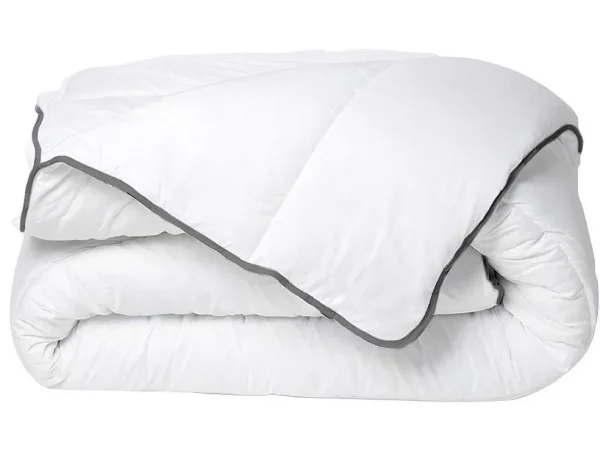 Sale Knuffel Dekbed Silk Touch 200 X 200 Cm - 250 G/M - Wit Met Grijze Bies - Biesya Dekbed
