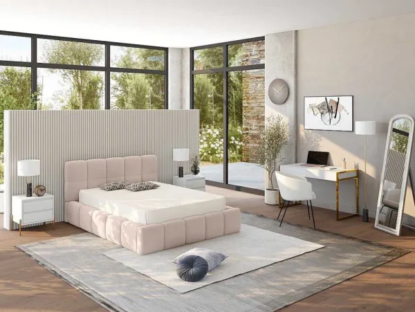 Fashion Kofferbed - 180 X 200 Cm - Teddy-Stof - Beige - Damado - Van Tweepersoonsbed