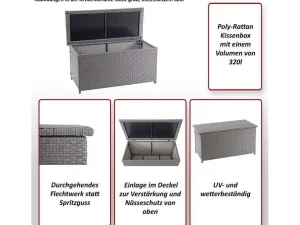 Cheap Kussenbox Van Polyrattan Mcw-D88 Iii, Basic Grijs, 51X115X59Cm 250L Tuinopslag