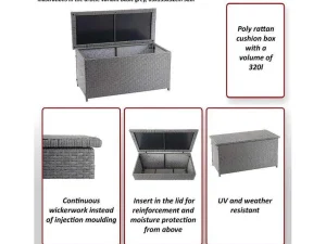 Online Kussenbox Van Polyrattan Mcw-D88 Iii, Premium Grijs, 51X115X59Cm 250L Tuinopslag