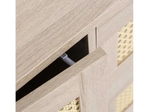 Online Ladekast 120 X 82 X 40 Cm Met 2 Deuren En 3 Laden In Rotan En Sonoma Eiken, Verstelbare Plank, Beige Ladekast