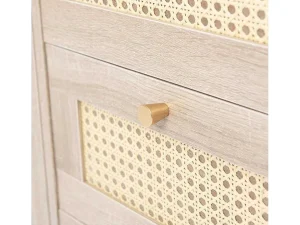 Online Ladekast 120 X 82 X 40 Cm Met 2 Deuren En 3 Laden In Rotan En Sonoma Eiken, Verstelbare Plank, Beige Ladekast