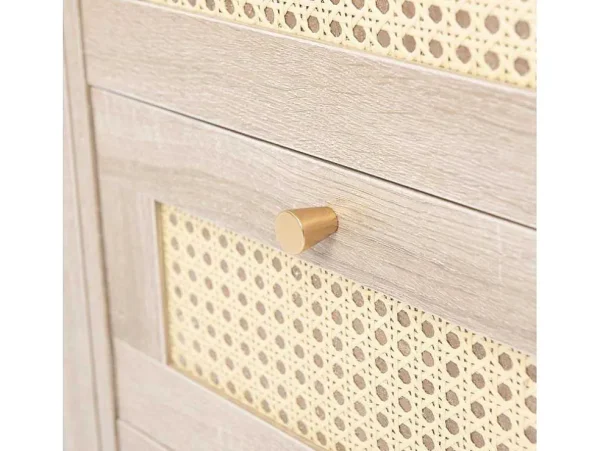 Online Ladekast 120 X 82 X 40 Cm Met 2 Deuren En 3 Laden In Rotan En Sonoma Eiken, Verstelbare Plank, Beige Ladekast