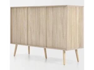 Online Ladekast 120 X 82 X 40 Cm Met 2 Deuren En 3 Laden In Rotan En Sonoma Eiken, Verstelbare Plank, Beige Ladekast