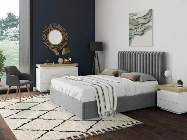 Cheap Ladekast Halo Ii - 6 Lades - Gelakt Mdf - Met Ledverlichting - Kleur: Wit En Eiken Ladekast