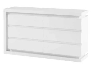 Sale Ladekast Met 6 Lades - Met Ledverlichting - Mdf - Wit Gelakt - Flarancia Ladekast
