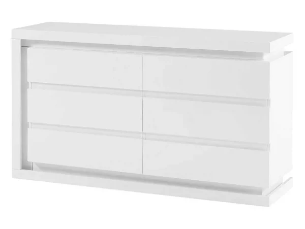 Sale Ladekast Met 6 Lades - Met Ledverlichting - Mdf - Wit Gelakt - Flarancia Ladekast