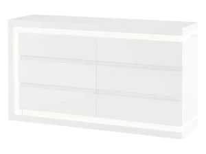 Sale Ladekast Met 6 Lades - Met Ledverlichting - Mdf - Wit Gelakt - Flarancia Ladekast