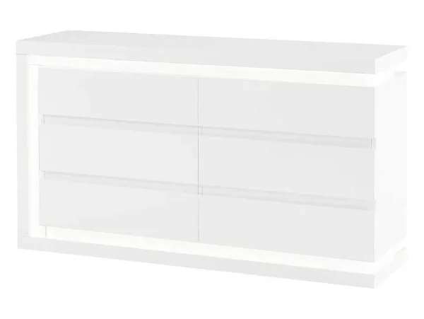 Sale Ladekast Met 6 Lades - Met Ledverlichting - Mdf - Wit Gelakt - Flarancia Ladekast
