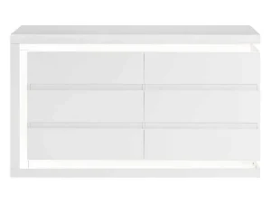 Sale Ladekast Met 6 Lades - Met Ledverlichting - Mdf - Wit Gelakt - Flarancia Ladekast