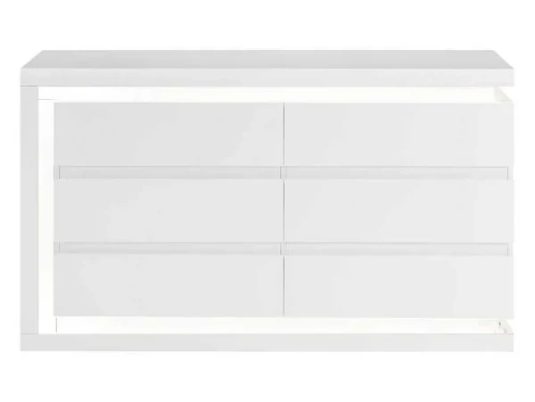 Sale Ladekast Met 6 Lades - Met Ledverlichting - Mdf - Wit Gelakt - Flarancia Ladekast