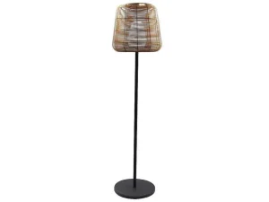 Sale Led Buiten Staande Lamp Van Metaal - H. 150 Cm - Zwart En Natuurlijk - Carbini Tuinlamp