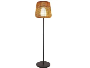 Sale Led Buiten Staande Lamp Van Metaal - H. 150 Cm - Zwart En Natuurlijk - Carbini Tuinlamp
