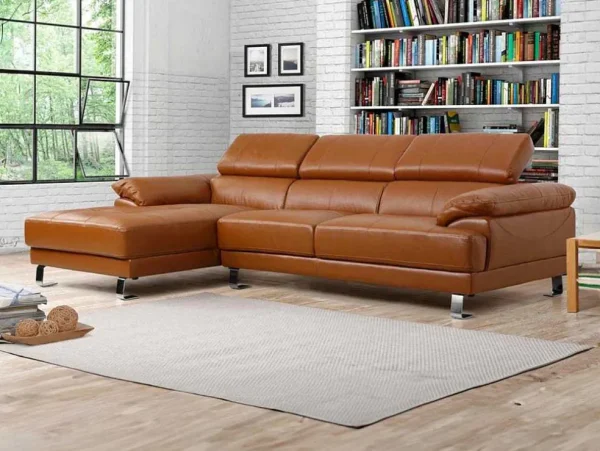 New Leren Hoekbank Excelsior Ii - Karamel Bruin - Hoek Links Leren Zitbank