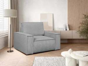 Discount Lichtgrijze Ribfluwelen Fauteuil Amelia Fauteuil Stof Fluweel / Suedine