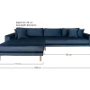 Hot Lido Bank Met Chaise Longue Links Velours Donker Blauw. Hoekbank