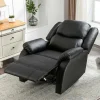 Hot Liggende Relaxfauteuil Met Verstelbare Handvoetsteun, Bekleding Van Zwart Kunstleer Fauteuil Kunstleer