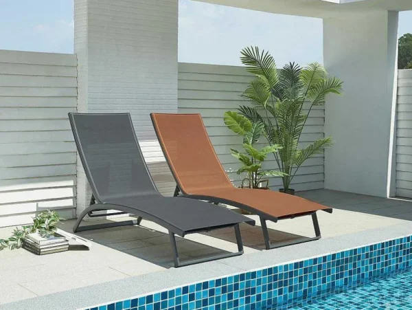 Cheap Ligstoel Met Verschillende Standen Van Aluminium En Textileen - Terracotta - Saranda Van Ligstoel