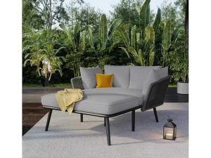 Discount Ligstoel, Tuinbank - Gegalvaniseerd Staal En Gevlochten Touw - 2 Plaatsen - Grijs Ligstoel