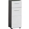 Sale Linebad Badkamerkast 1 Deur, 1 Lade Gerookt Zilver, Wit Hoogglans. Badkamerkast