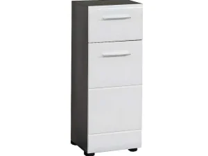Sale Linebad Badkamerkast 1 Deur, 1 Lade Gerookt Zilver, Wit Hoogglans. Badkamerkast