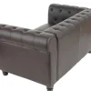 New Luxe 2-Zitsbank Edinburgh, Ronde Poten, Bruin Kunstleren Zitbank