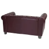 Cheap Luxe 2-Zitsbank Edinburgh, Ronde Poten, Roodbruin Kunstleren Zitbank