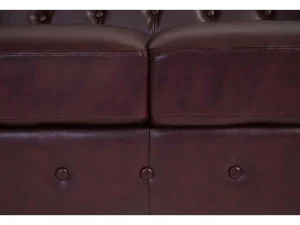 Cheap Luxe 2-Zitsbank Edinburgh, Ronde Poten, Roodbruin Kunstleren Zitbank