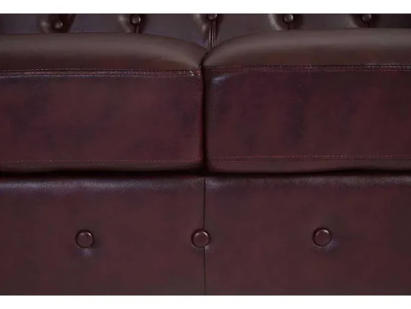 Cheap Luxe 2-Zitsbank Edinburgh, Ronde Poten, Roodbruin Kunstleren Zitbank