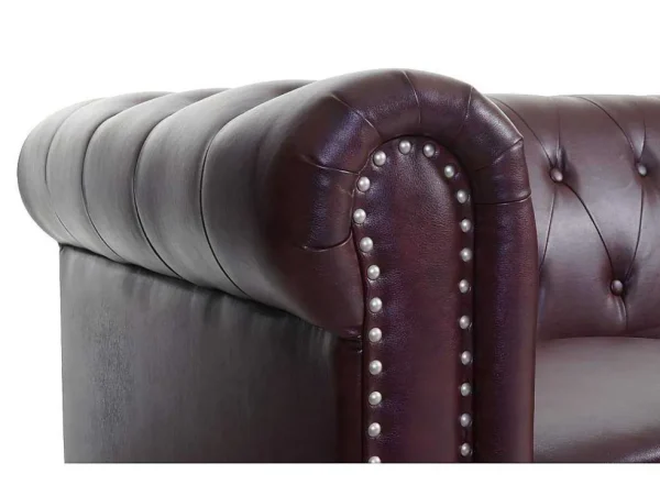 Cheap Luxe 2-Zitsbank Edinburgh, Ronde Poten, Roodbruin Kunstleren Zitbank