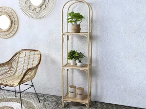 Fashion Maiori Rek- 3 Planken - Rotan - Naturel Boekenkast & Vitrine
