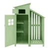 Hot Massief Houten Tuinhuis Met Pvc Schuin Dak - 2 Planken 3 Klapdeuren - L124 X D46 X H174 Cm - Groen Tuinhuis