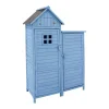 Shop Massief Houten Tuinhuis Met Pvc Schuin Dak - 2 Planken 3 Klapdeuren - L118 X D54 X H173 Cm - Blauw Tuinhuis