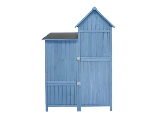Shop Massief Houten Tuinhuis Met Pvc Schuin Dak - 2 Planken 3 Klapdeuren - L118 X D54 X H173 Cm - Blauw Tuinhuis