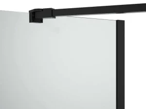 New Matzwart Badscherm Met Handdoekhouder En Draaibare Retour - (70 + 30) X 140 Cm - Primael Badscherm