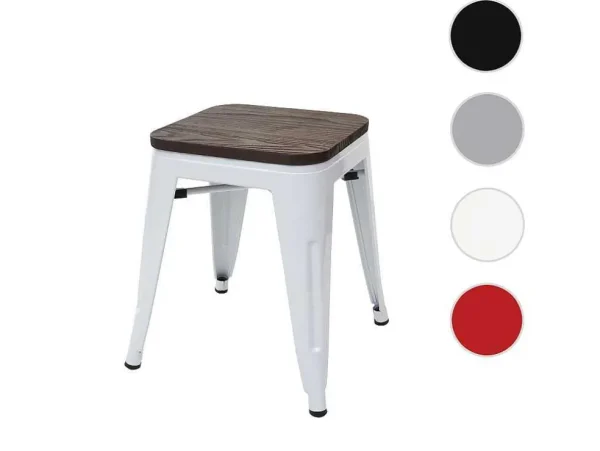 Discount Mcw-A73 Kruk Incl. Houten Zitting, Wit Kruk