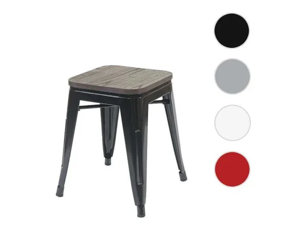 Clearance Mcw-A73 Kruk Incl. Houten Zitting, Zwart Kruk