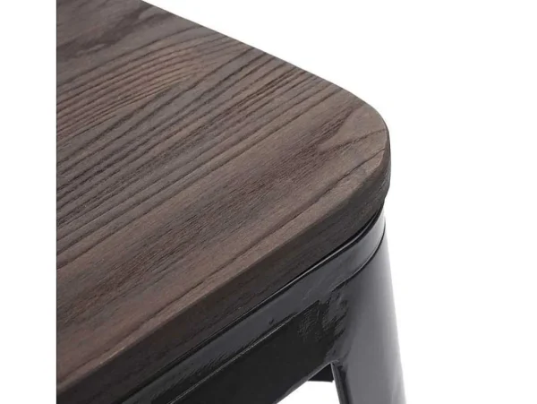 Clearance Mcw-A73 Kruk Incl. Houten Zitting, Zwart Kruk