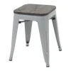 Clearance Mcw-A73 Kruk (Set Van 6) Houten Zitting, Grijs Kruk