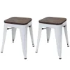 Flash Sale Mcw-A73 Kruk (Set Van 2) Houten Zitting, Wit Kruk