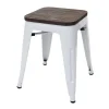 Clearance Mcw-A73 Kruk (Set Van 4) Houten Zitting, Wit Kruk
