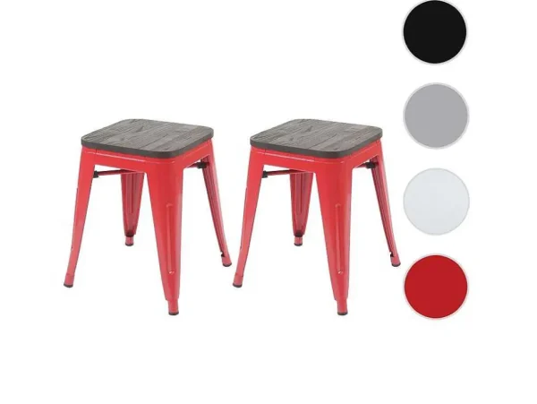 Best Sale Mcw-A73 Kruk (Set Van 2) Houten Zitting, Rood Kruk