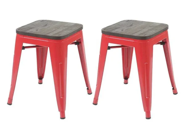 Best Sale Mcw-A73 Kruk (Set Van 2) Houten Zitting, Rood Kruk